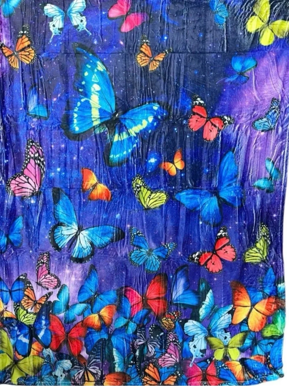 Butterfly Throw Blanket 40x50 Blue Purple Multicolor Fleece Galaxy New